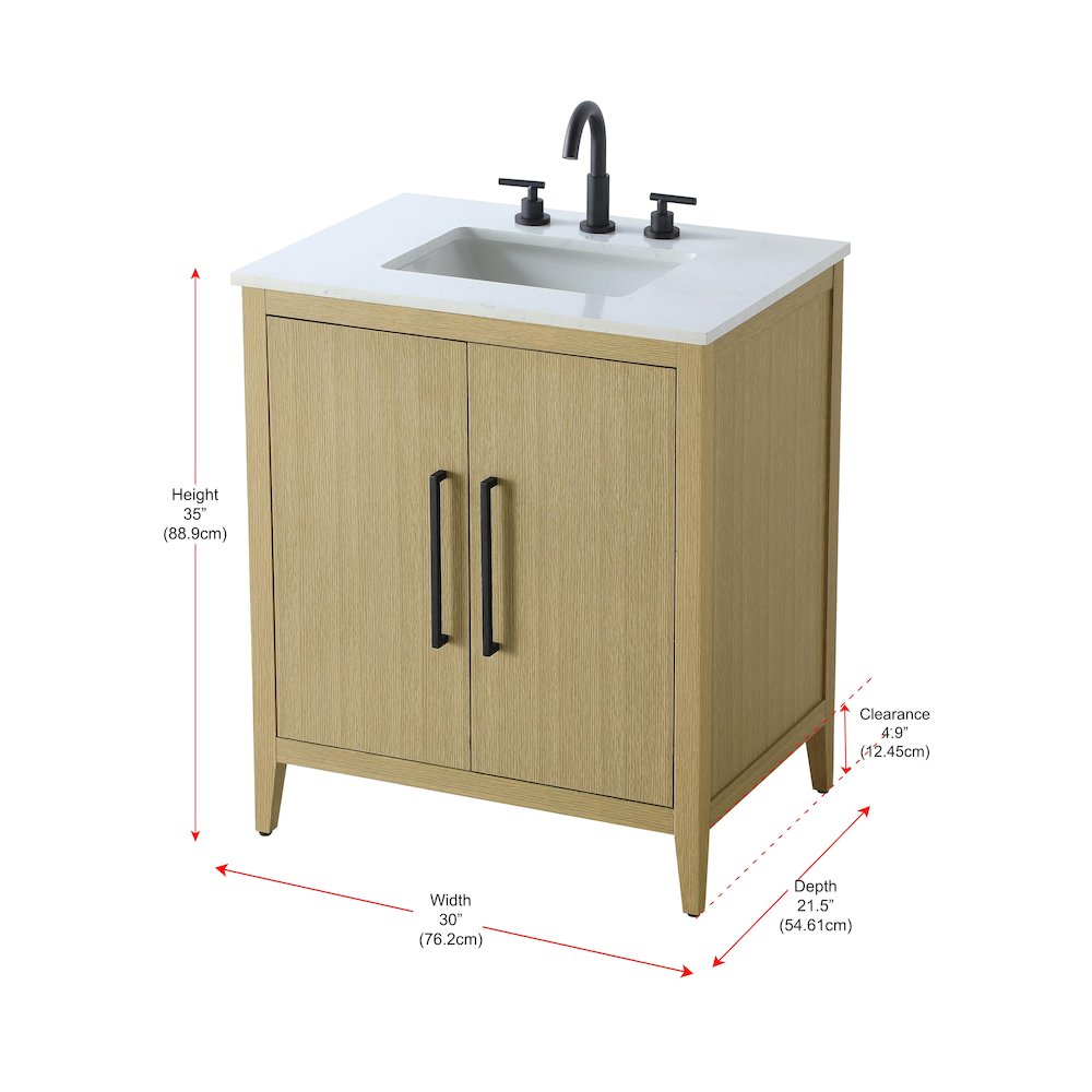 30 Inch Single Bathroom Vanity In  Honey Brown