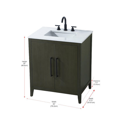 30 Inch Single Bathroom Vanity In Mocha Brown