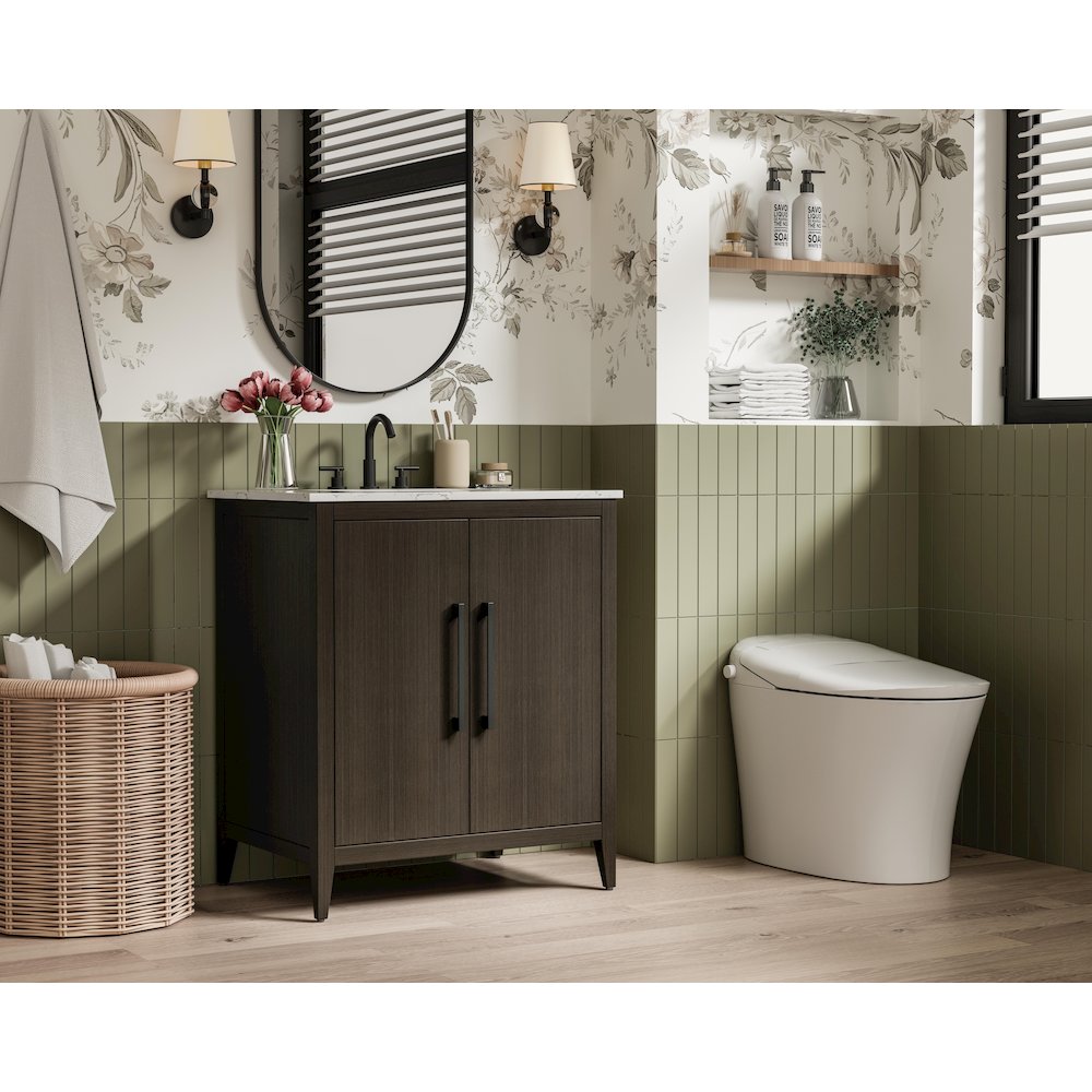 30 Inch Single Bathroom Vanity In Mocha Brown
