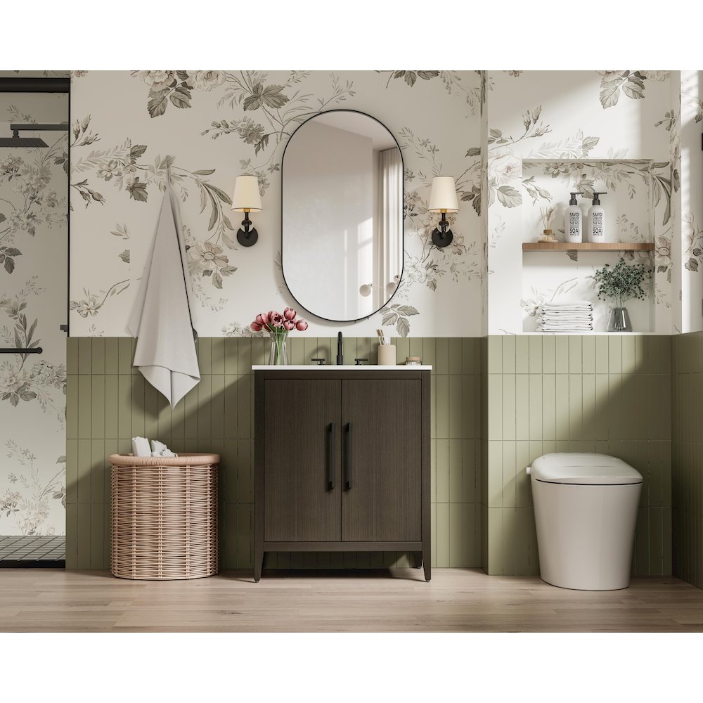 30 Inch Single Bathroom Vanity In Mocha Brown
