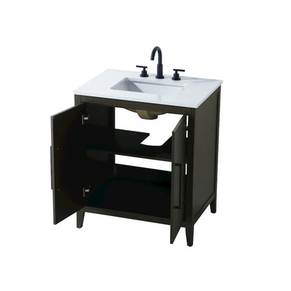 30 Inch Single Bathroom Vanity In Mocha Brown