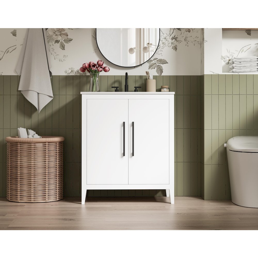 30 Inch Single Bathroom Vanity In White