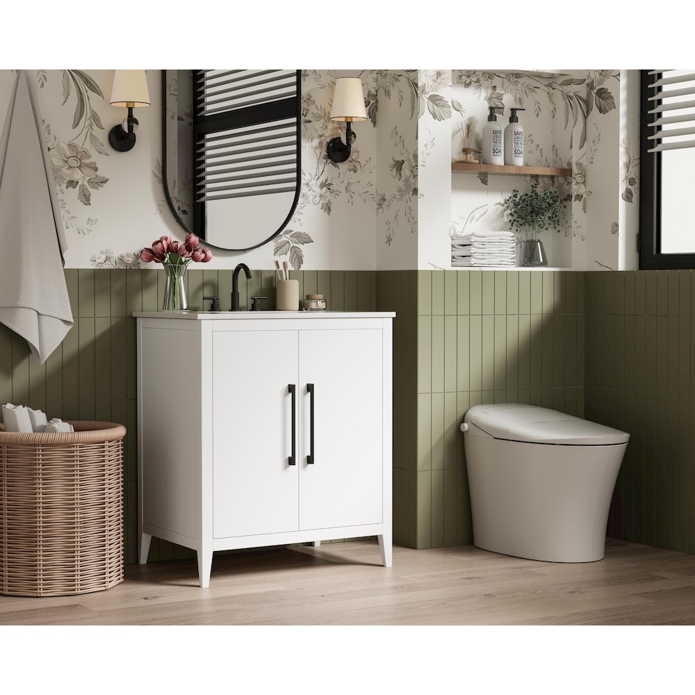 30 Inch Single Bathroom Vanity In White
