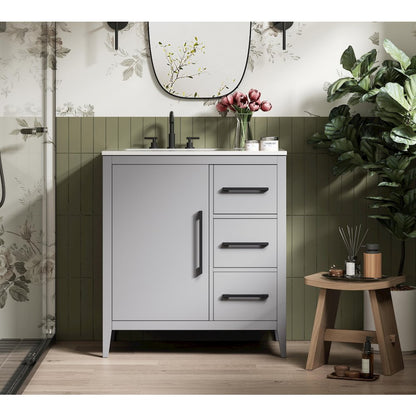 32 Inch Single Bathroom Vanity In Grey