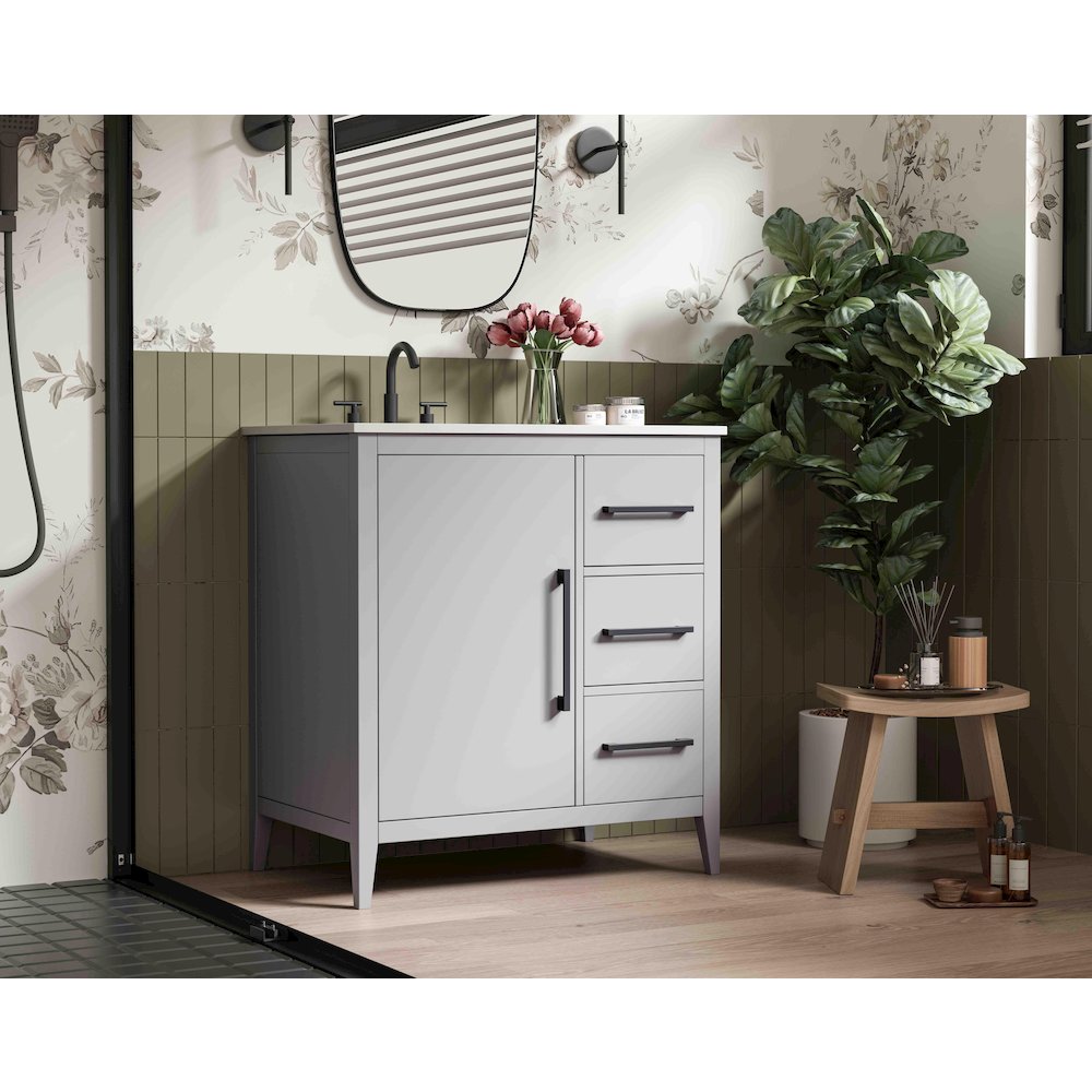 32 Inch Single Bathroom Vanity In Grey