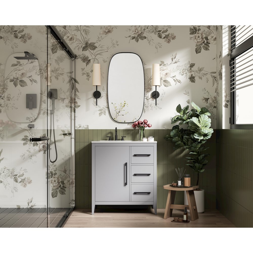 32 Inch Single Bathroom Vanity In Grey