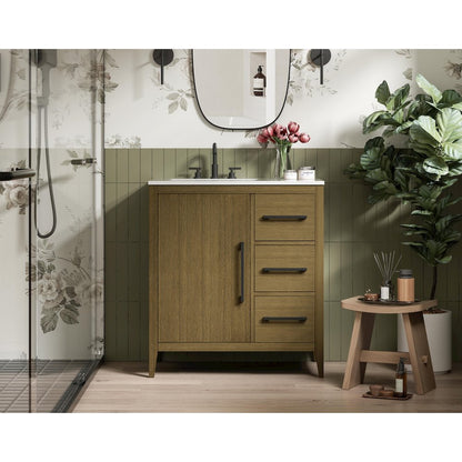 32 Inch Single Bathroom Vanity In Chestnut Brown