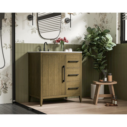 32 Inch Single Bathroom Vanity In Chestnut Brown