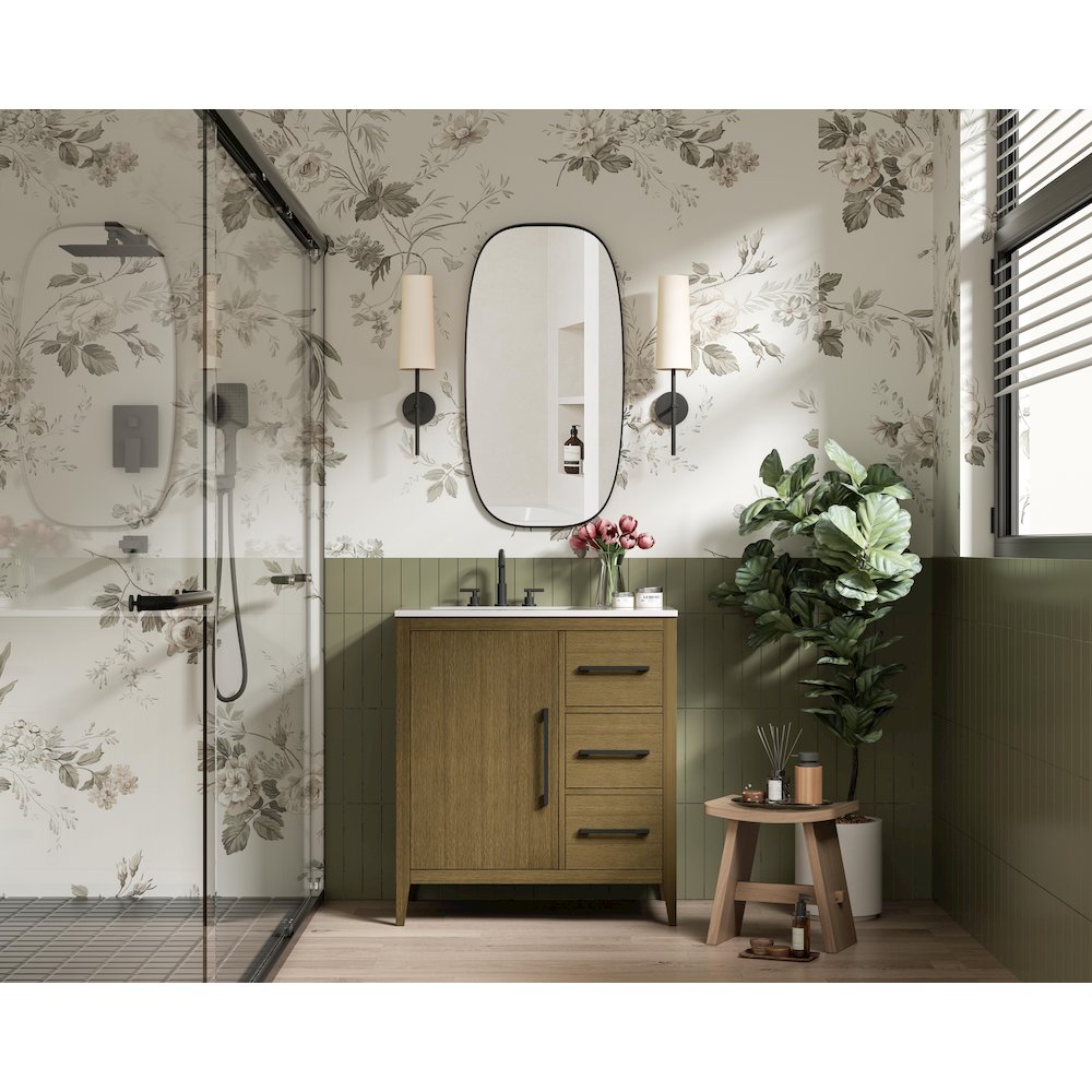 32 Inch Single Bathroom Vanity In Chestnut Brown