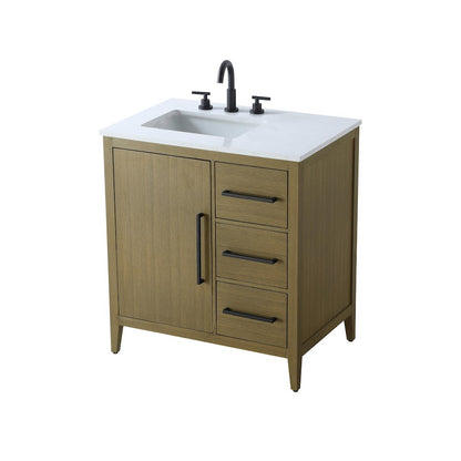 32 Inch Single Bathroom Vanity In Chestnut Brown