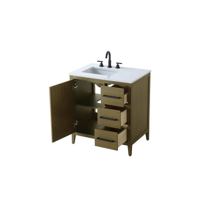 32 Inch Single Bathroom Vanity In Chestnut Brown