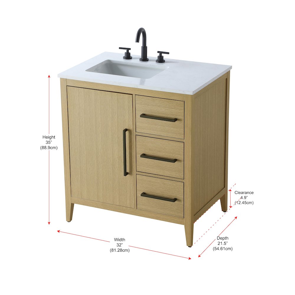 32 Inch Single Bathroom Vanity In  Honey Brown