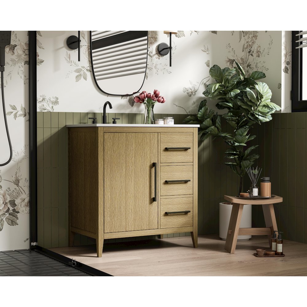 32 Inch Single Bathroom Vanity In  Honey Brown