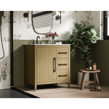 32 Inch Single Bathroom Vanity In  Honey Brown