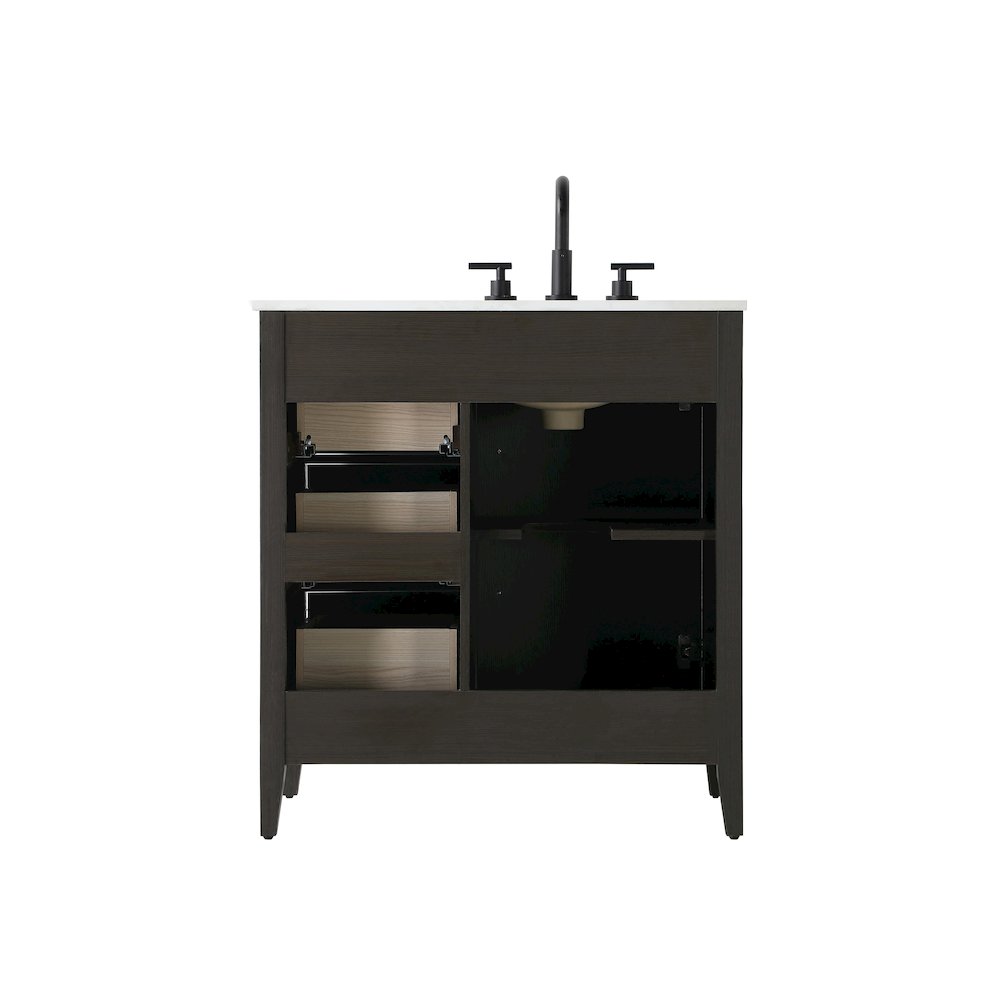 32 Inch Single Bathroom Vanity In Mocha Brown