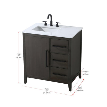 32 Inch Single Bathroom Vanity In Mocha Brown