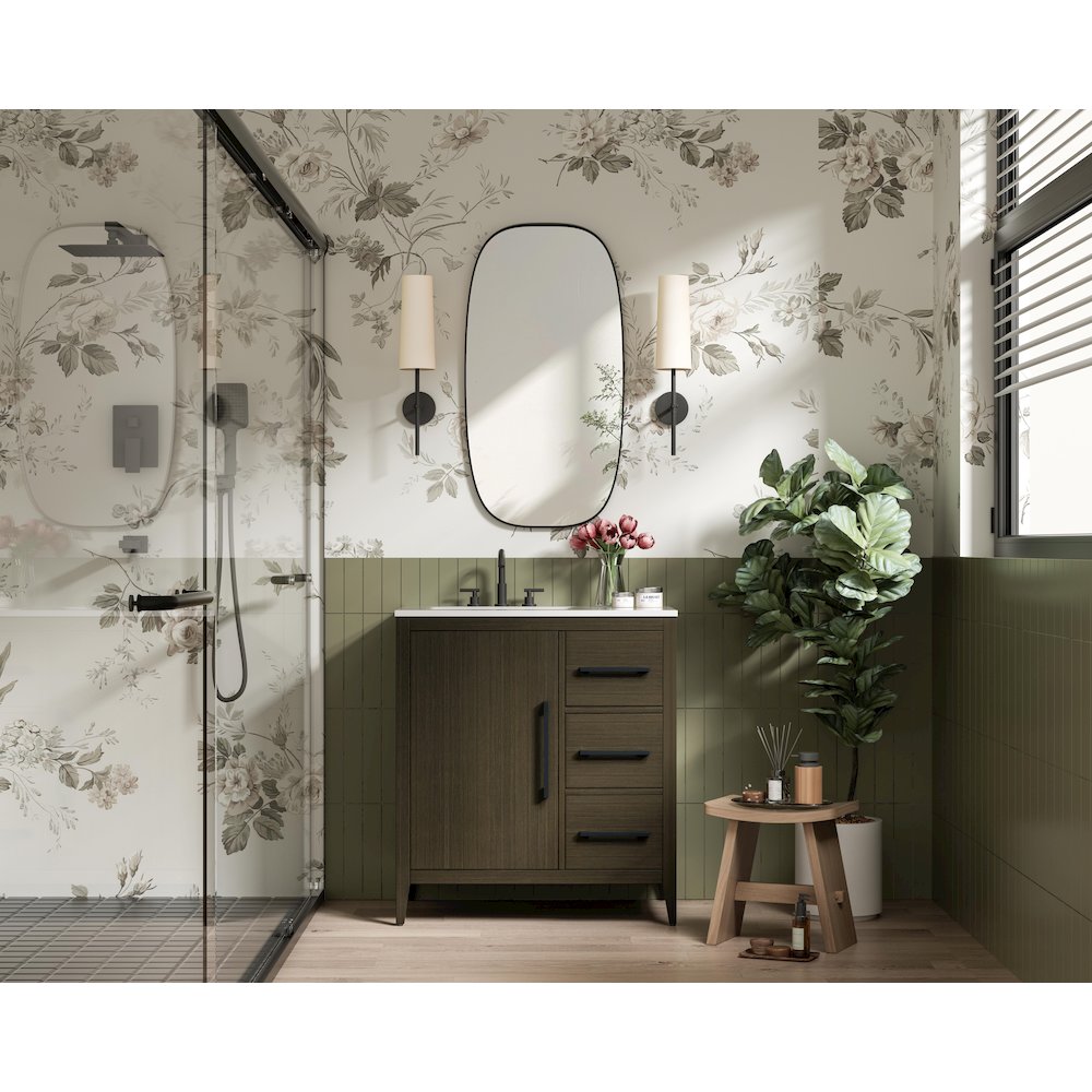 32 Inch Single Bathroom Vanity In Mocha Brown