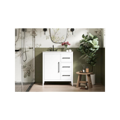 32 Inch Single Bathroom Vanity In White