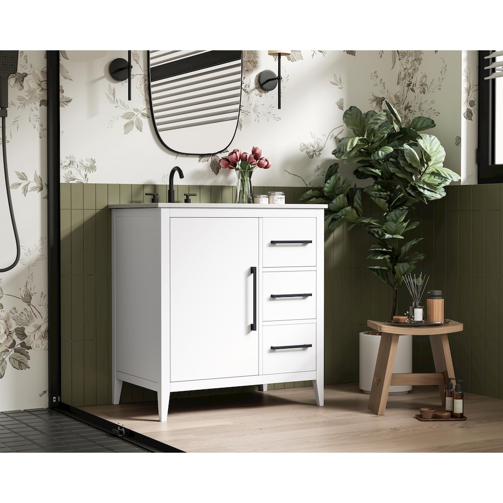 32 Inch Single Bathroom Vanity In White