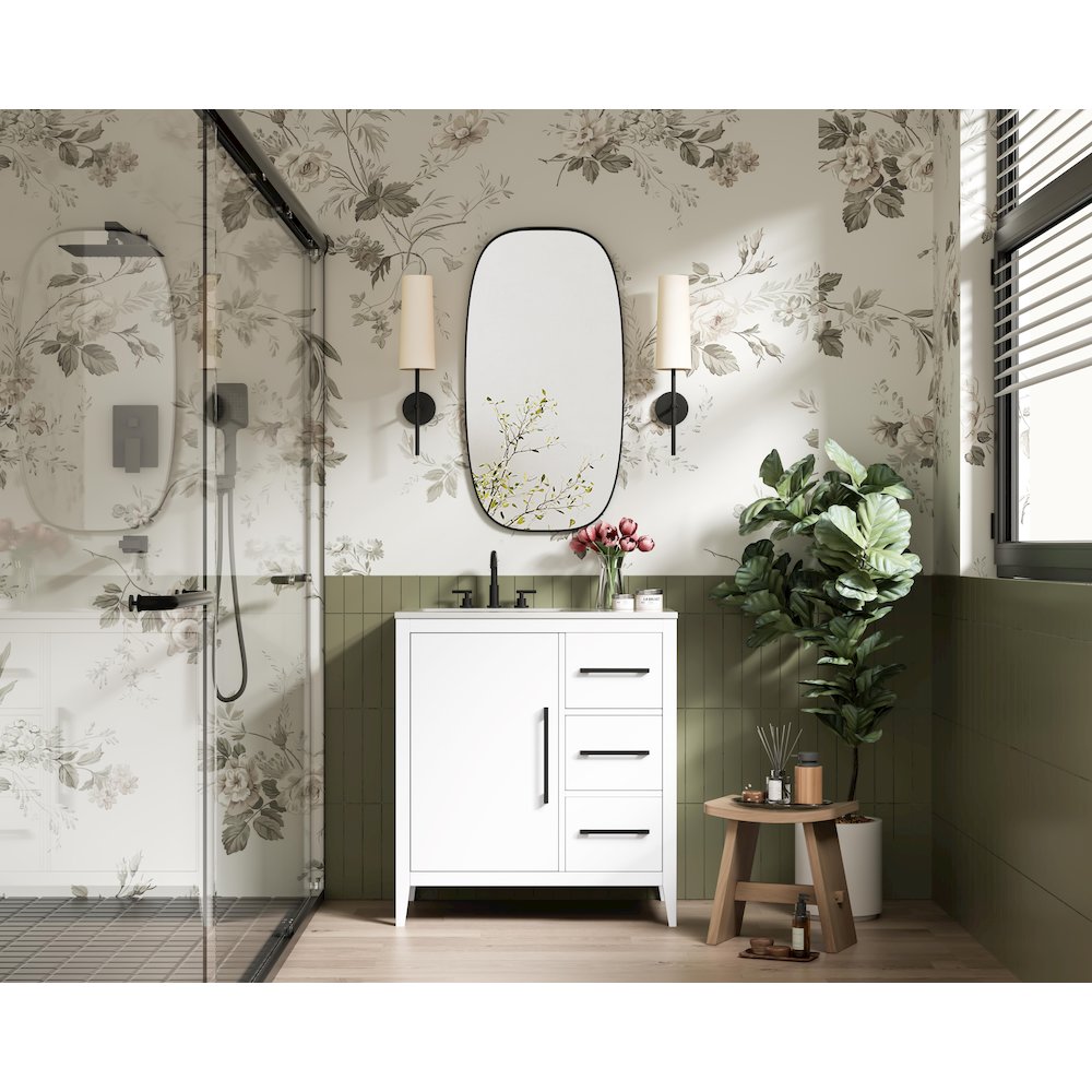 32 Inch Single Bathroom Vanity In White