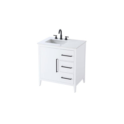 32 Inch Single Bathroom Vanity In White