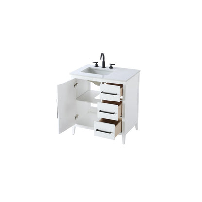 32 Inch Single Bathroom Vanity In White