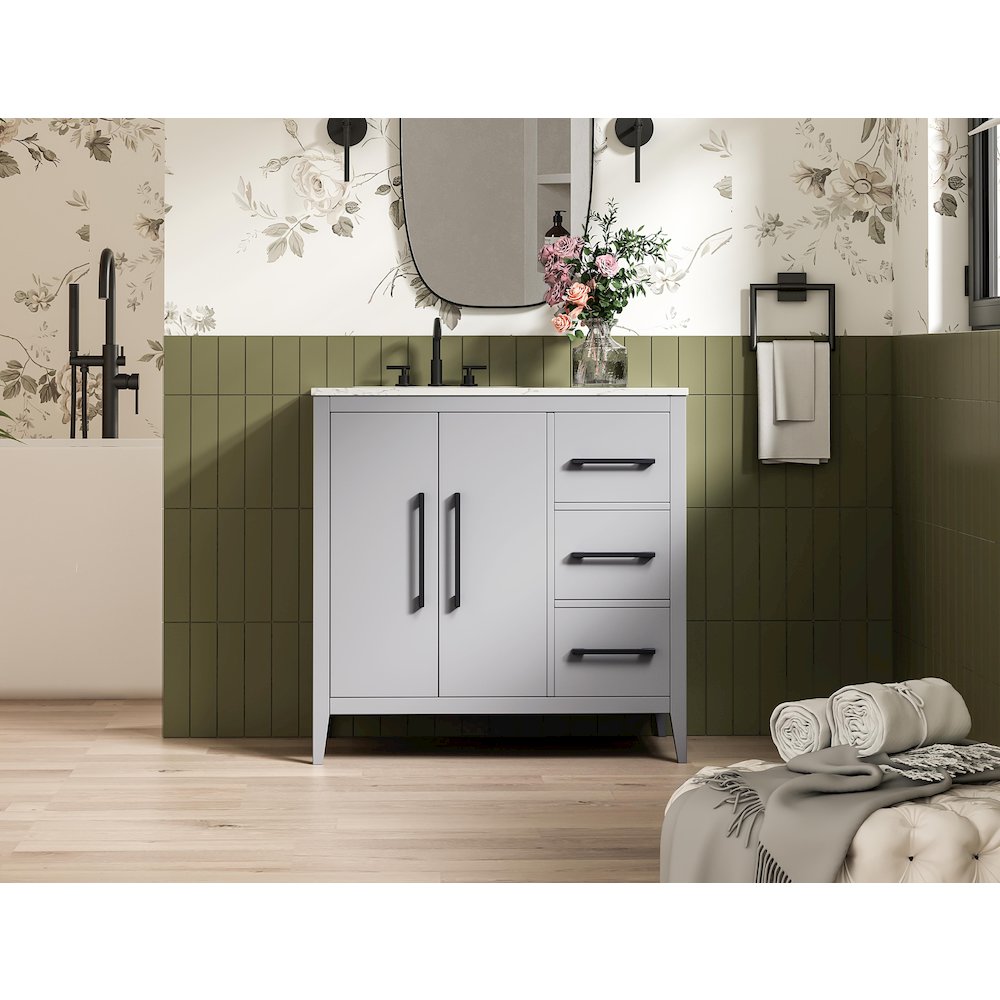 36 Inch Single Bathroom Vanity In Grey
