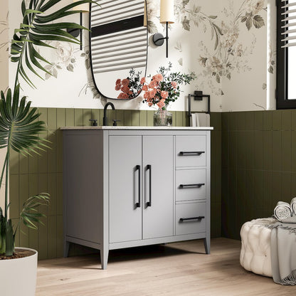 36 Inch Single Bathroom Vanity In Grey
