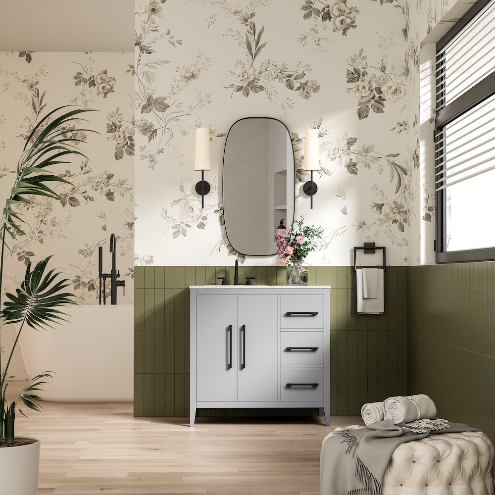 36 Inch Single Bathroom Vanity In Grey