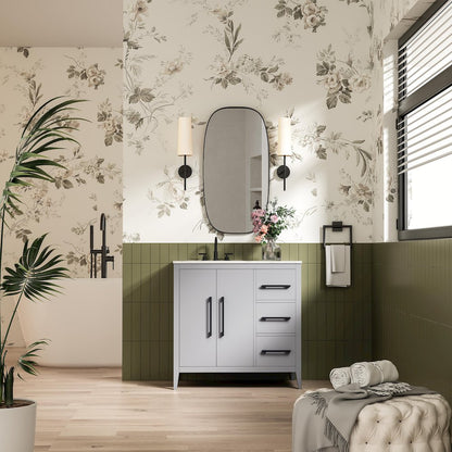36 Inch Single Bathroom Vanity In Grey