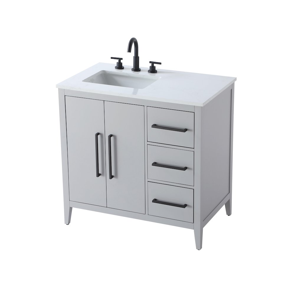 36 Inch Single Bathroom Vanity In Grey