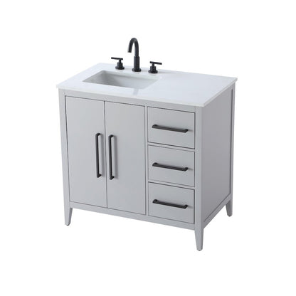36 Inch Single Bathroom Vanity In Grey
