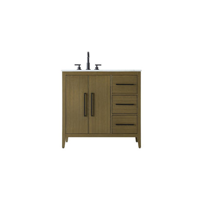 36 Inch Single Bathroom Vanity In Chestnut Brown