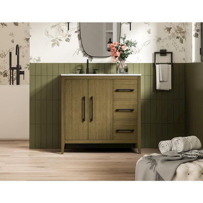 36 Inch Single Bathroom Vanity In Chestnut Brown