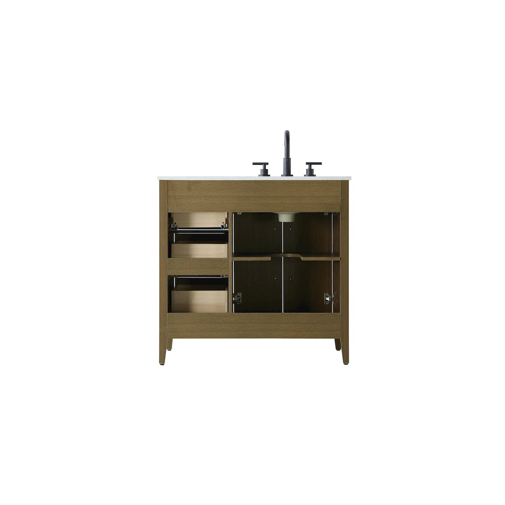 36 Inch Single Bathroom Vanity In Chestnut Brown