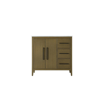 36 Inch Single Bathroom Vanity In Chestnut Brown