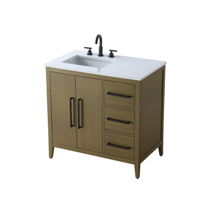 36 Inch Single Bathroom Vanity In Chestnut Brown