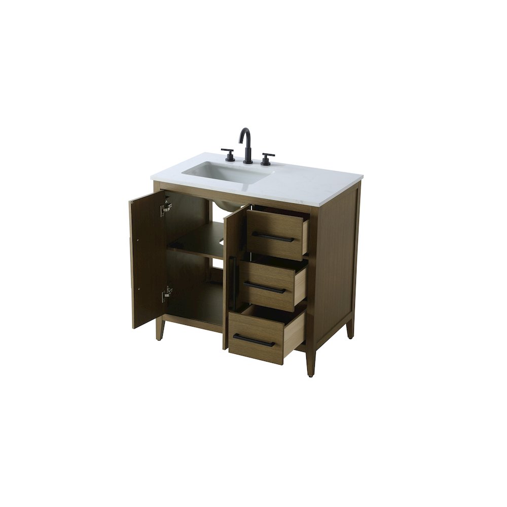 36 Inch Single Bathroom Vanity In Chestnut Brown