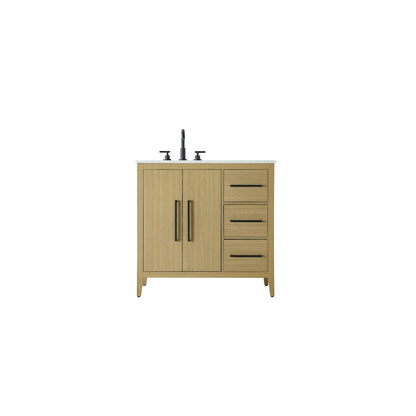 36 Inch Single Bathroom Vanity In  Honey Brown
