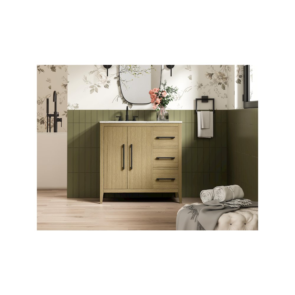 36 Inch Single Bathroom Vanity In  Honey Brown