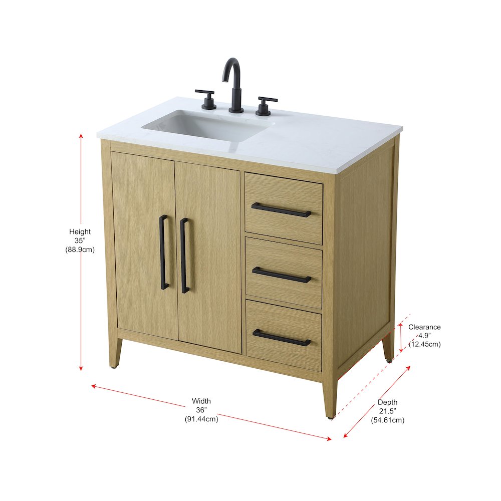 36 Inch Single Bathroom Vanity In  Honey Brown