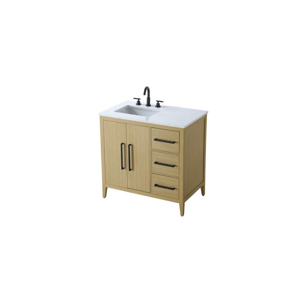36 Inch Single Bathroom Vanity In  Honey Brown