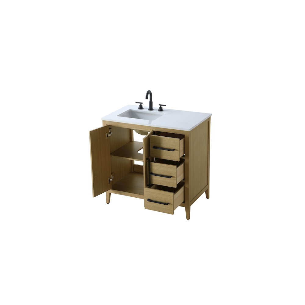 36 Inch Single Bathroom Vanity In  Honey Brown