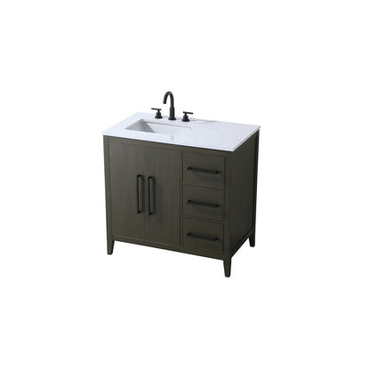 36 Inch Single Bathroom Vanity In Mocha Brown