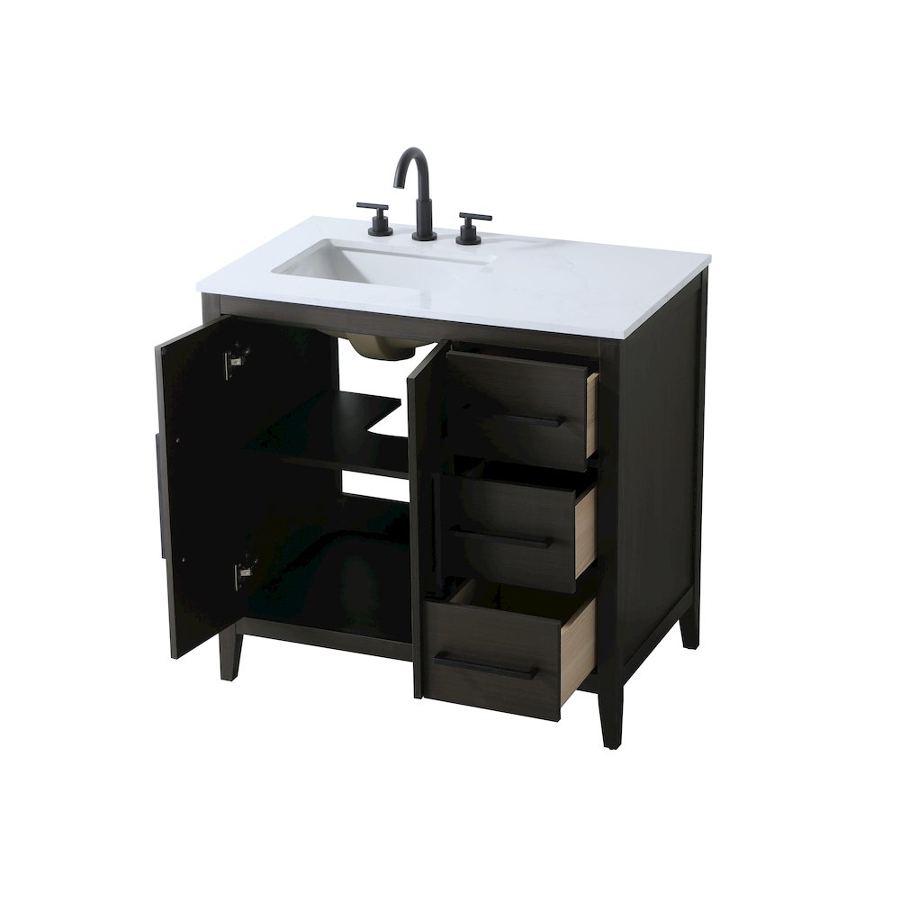 36 Inch Single Bathroom Vanity In Mocha Brown