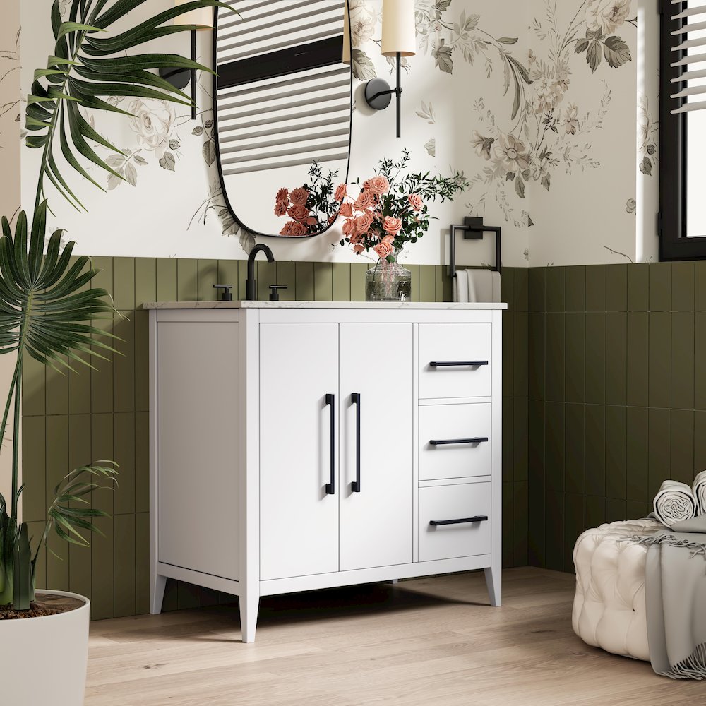 36 Inch Single Bathroom Vanity In White