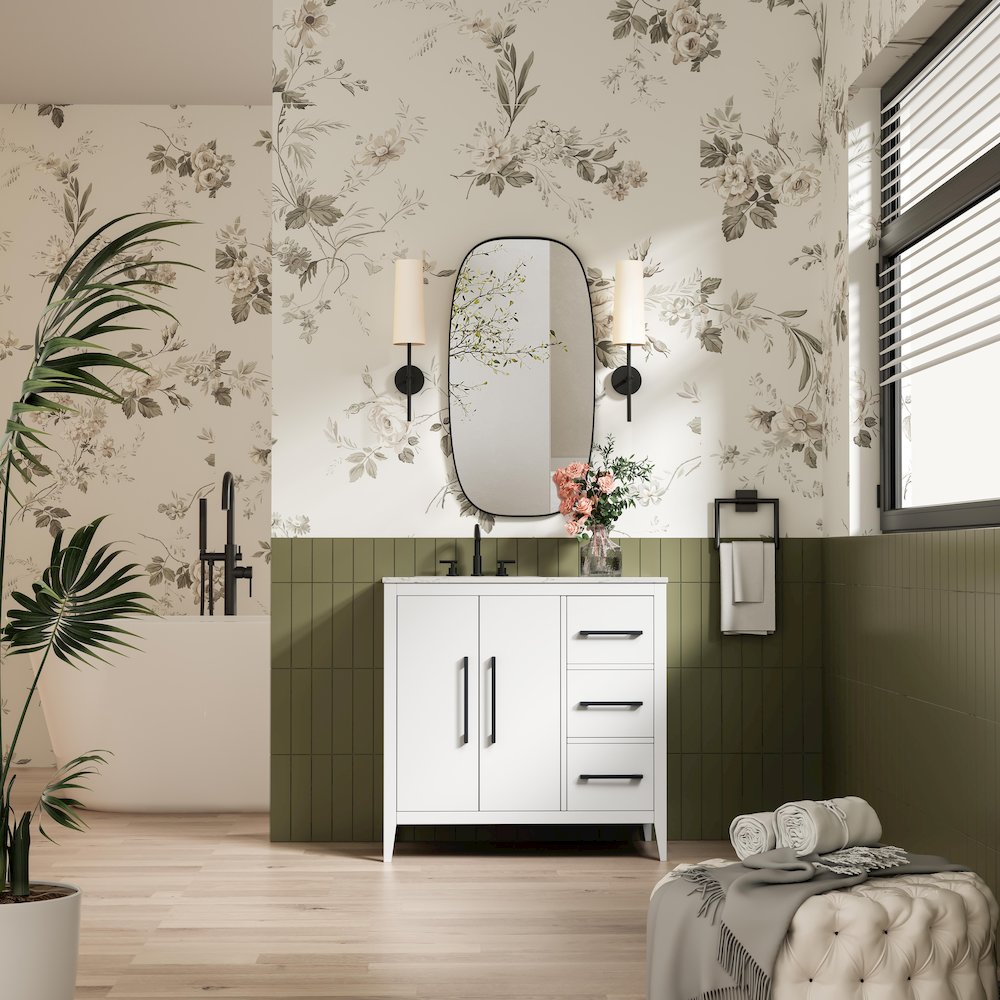 36 Inch Single Bathroom Vanity In White