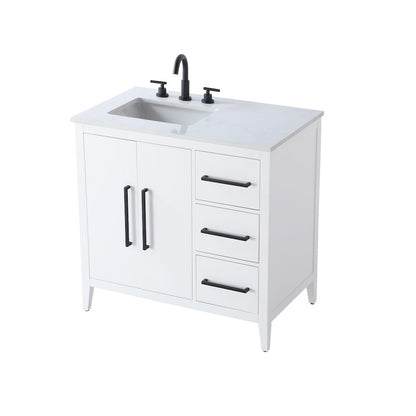 36 Inch Single Bathroom Vanity In White