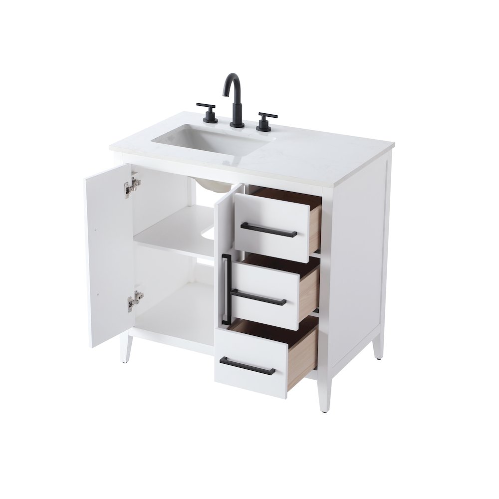 36 Inch Single Bathroom Vanity In White