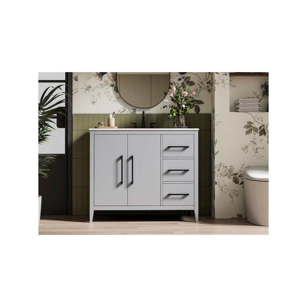 42 Inch Single Bathroom Vanity In Grey